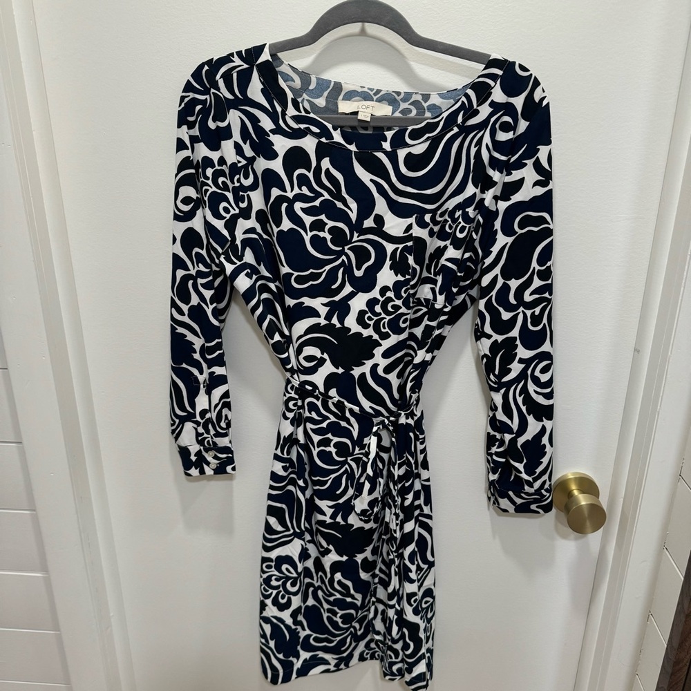 Loft Blue & White Floral Dress